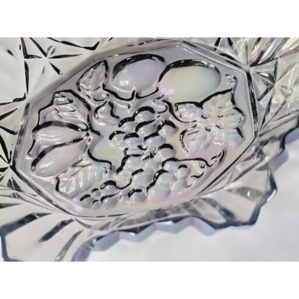 Vintage Carnival Glass Bowl Federal Pioneer Iridescent 10”